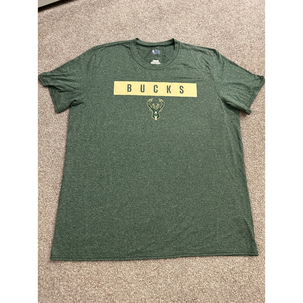NBA Milwaukee Bucks T-Shirt Mens XL Green Excellent Short Sleeve Heathered Tee